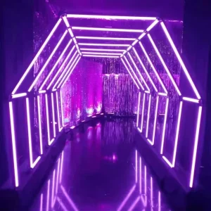 LED Tunnel Entrance Corridor Lighting With LED Pixel DJ Bar RGB Stage Light LED Disco Lights and Artnet DMX Controller