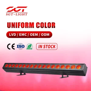 LED Wall Wash Light Bar 18X10W RGBW 4-in-1 Ra90 Cast Aluminum DMX512 Stage Light for Disco