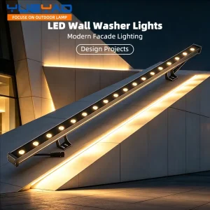 LED Wall Washer Light IP65 Waterproof Aluminum Alloy Outdoor Building Facade RGB DMX512 High CRI 85 Dimmable