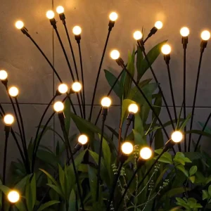 LED Warm White Starburst Swaying IP65 Outdoor Solar Stake Lights Firefly Lamp for Yard