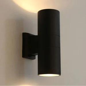 LED Waterproof Aluminum Matte Black Cylinder Outdoor Wall Lamp with E27/GU10 Base for Garden Use