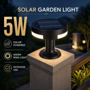 LED Waterproof Die Cast Aluminum Solar Post Light IP65 Mushroom Garden Veranda Walkway Exterior Pillar Lamp 5W Dimmable