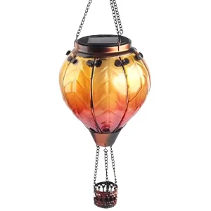 LED Waterproof IP44 Rechargeable Garden Outdoor Patio Party Yellow Hot Air Balloon Solar Lights Hanging Lantern Voice Control