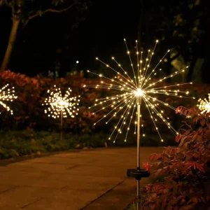 LED Waterproof Outdoor Copper Wire Firework Starburst Solar Garden Light for Landscape Christmas Decoration