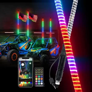 LED Whip Light 2/3/4/5FT COB Antenna Whip Chasing Patterns for Offroad ATV UTV RZR Accessories Dune Buggy 4X4 Truck