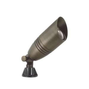 LT2105 ETL Listed Solid Brass Low Voltage Landscape Spotlight with 5W MR16 LED Bulb & Large Rugged Slot Spike Light Free Spike