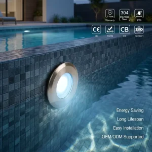 Landscape 304 Stainless Steel IP68 Waterproof 12V Blue Garden Underwater Underground Inground Recessed LED Swimming Pool Light