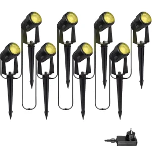 Landscape Lights Warm White 2700k IP65 Waterproof 8 Pack Spotlights for Tree Garden Pathway Low Voltage