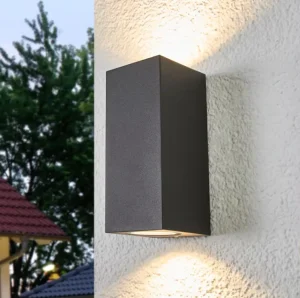 Landscape Waterproof Plastic Exterior Garden GU10 Outdoor Wall Lamp with Up and Down Lights 3500K Warm White