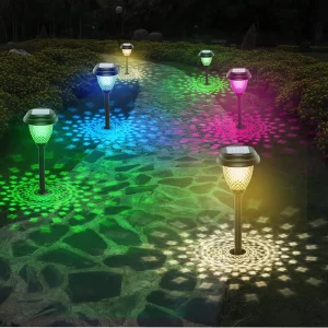 Landscape driveway outside decoration channel patio color fairy LED garden lawn spike lights solar lawn lights