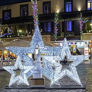 Large 3D LED Star Motif Christmas & Halloween Multi Color IP65 Landscape Lighting Decoration for Shopping Mall