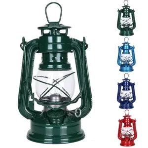 Large Capacity Vintage Glass Kerosene Lantern Waterproof Adjustable Yellow Light Hanging Camping Lantern