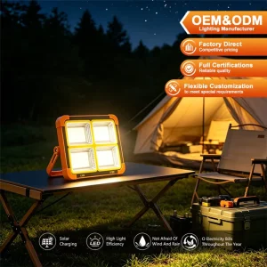 Large Stock Ready 200W Red Blue Strobe Abs Glass Type Floodlight Camping Fishing Hand Held LED Solar Flood Light