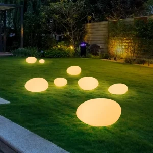 Lawn Waterproof Solar Pebblestone Villa Garden Patio Decorated with Outdoor Lights