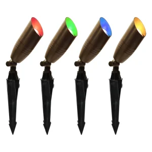 Led Landscape Spot Lights IP65 Waterproof Yard Lawn Garden Brass Spike Light 12V 24V RGBW Bass Landscape Lighting