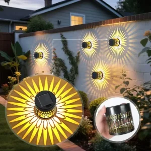 Led Solar Hollow Wall Light with Auto Night Sensor Waterproof Iron Outdoor Garden Lighting
