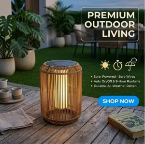 Led Solar Rattan Light Outdoor Terrace Home Decoration Hand woven Solar LED Floor Lights with Battery Waterproof & Portable