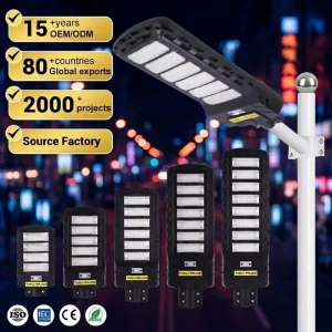 Light Control Radar Sensor IP65 Waterproof 100 150 200 250 300 Watt Outdoor Integrated All in One LED Solar Street Light