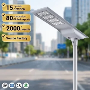 Lighting Road Waterproof IP65 Aluminum Alloy Panel 20W 30W 40W All in One Solar Street Light