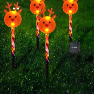 Lollipop Plug Solar Candy Cane Snowman Star Deer Lamp LED Lights Christmas Courtyard Decoration Colorful Light