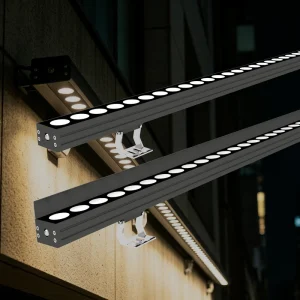 Long Linear Outdoor Wall Washer Lamp Matte Black Metal Housing IP67 Rated LED Adjustable Mount for Landscape