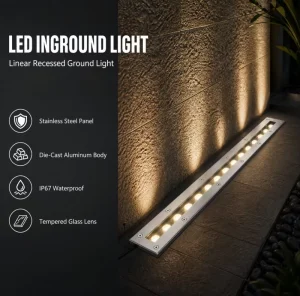 Long Strip LED In-Ground Light 15W-48W Waterproof Dustproof Garden Pathway Landscape Driveway Lawn Outdoor Underground Lighting