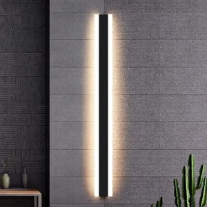 Long Strip LED Porch Linear Wall Lamp, IP65 Waterproof Stainless Steel Black, 3000K-6000K