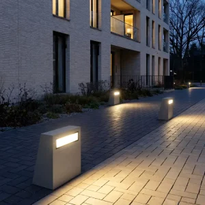 Low Height LED Bollard Light IP65 Asymmetrical Outdoor Pathway Light Stainless Steel for Landscape and Public Spaces