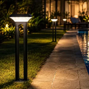 Low MOQ Path Driveway Front Yard Die-Cast Aluminum PC 10W Home Garden Solar LED Lawn Bollard Light