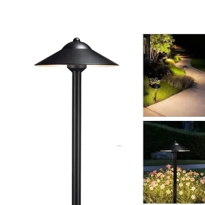 Low Voltage Path Light 12v Black Landscape Lighting G4 Bulb Large Hat IP65 Waterproof for Walkway Yard Walkway Lighting
