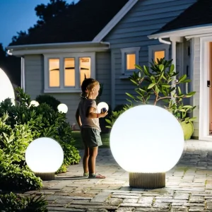 Luminous IP65 Waterproof Solar Garden Light Remote Control Dimming Spherical Garden Floor Lamp for Outdoor Landscaping Lighting