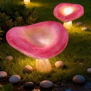 Luminous Pink Mushroom Lamp Outdoor Landscape Light IP65 Rated Floor-Standing 600 Lumens Garden Courtyard Decorative Lighting