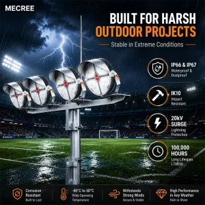 MECREE LED Stadium Flood Lights 840W 1500W IP67 5 Year Warranty Factory Price DMX512 Control Outdoor Sports Field Project High