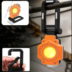 Magnetic Base Hands-Free 7-Mode RGB Rechargeable LED Work Light with 360° Rotating Stand, Portable Inspection and Camping Lamp