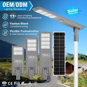 Main Road Ip65 200W 300W 400W Integrated Galvanized Steel PC Streetlight Outdoor Led Solar Street Light