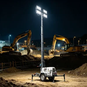 Maintenance Free 10kva Lighting Tower Hydraulic Mast Tall Light Tower Outdoor Lighting Tower