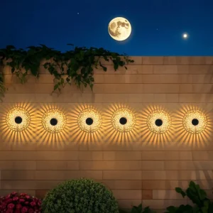 Mandala Hollow Iron Design Solar Powered LED Waterproof Intelligent Light Control Garden Decorative Wall Light