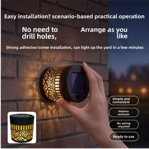 Mandala Hollowed Metal Garden Solar Waterproof Warm LED Auto Charging Landscape Accent Outdoor Wall Light