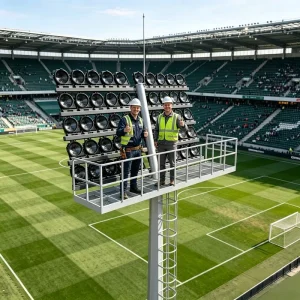 Manufacturer 1000W 30m IP66 140lm/W Anti-Glare LED High Mast Light Soccer Field Outdoor Lighting