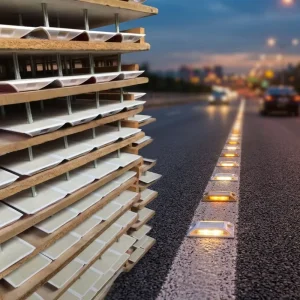 Manufacturer 100x100mm Plastic Road Stud with Shank High Reflective Traffic Safety ABS Material Road Pavement Markers