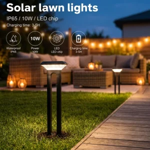 Manufacturer 40cm/80.7cm IP65 Waterproof Solar Garden Bollard Light, Aluminum and PC, 10W