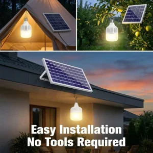 Manufacturer 95W Solar LED Bulb 3-Color Mode Emergency Light High Brightness 54 LEDs IP66 360 Beam Angle Portable Outdoor