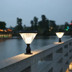 Manufacturer Bollard Gate Outdoor Lighting IP65 Durable Aluminum ABS LED Solar Pillar Light
