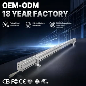 Manufacturer IP65 Aluminum LED Wall Washer Lights 18W 24W 36W Building Exterior Lighting Waterproof RGBW Linear Light