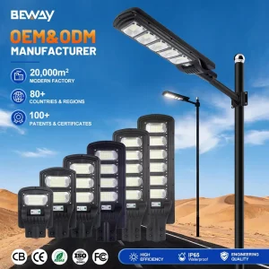 Manufacturer Radar Automatic Sensor IP65 Waterproof 50W 100W 150W 200W 250W 300W All-in-One LED Solar Street Light