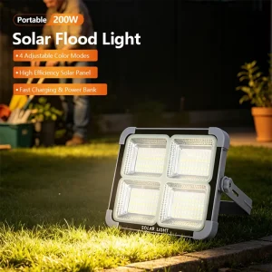Manufacturer’s Direct Sales Solar Floodlight 200w Output Power 2835 LED Beads Grid Design Solar Flood Light