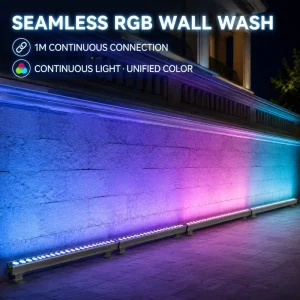 Media Facade Durable Linear Wall Washer 12W 15W RGBW 4-in-1 DMX512 IP67 Color Changing Office Residential Building
