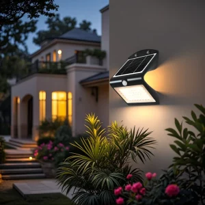 Medium Solar Security Flood Wall Light with Motion Sensor for Optional Work Modes 500lumen 4W