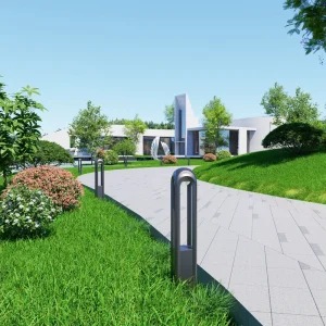 Metal Solar LED Pillar Light 25W AC/DC IP65 Ra80 Warm White Outdoor Garden Decor with Light Sensor Control