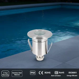 Mini IP68 Stainless Steel Recessed Buried Sport Ground LED Swimming Pool Lights 30 Beam Angle Dimmable Auto Color Change